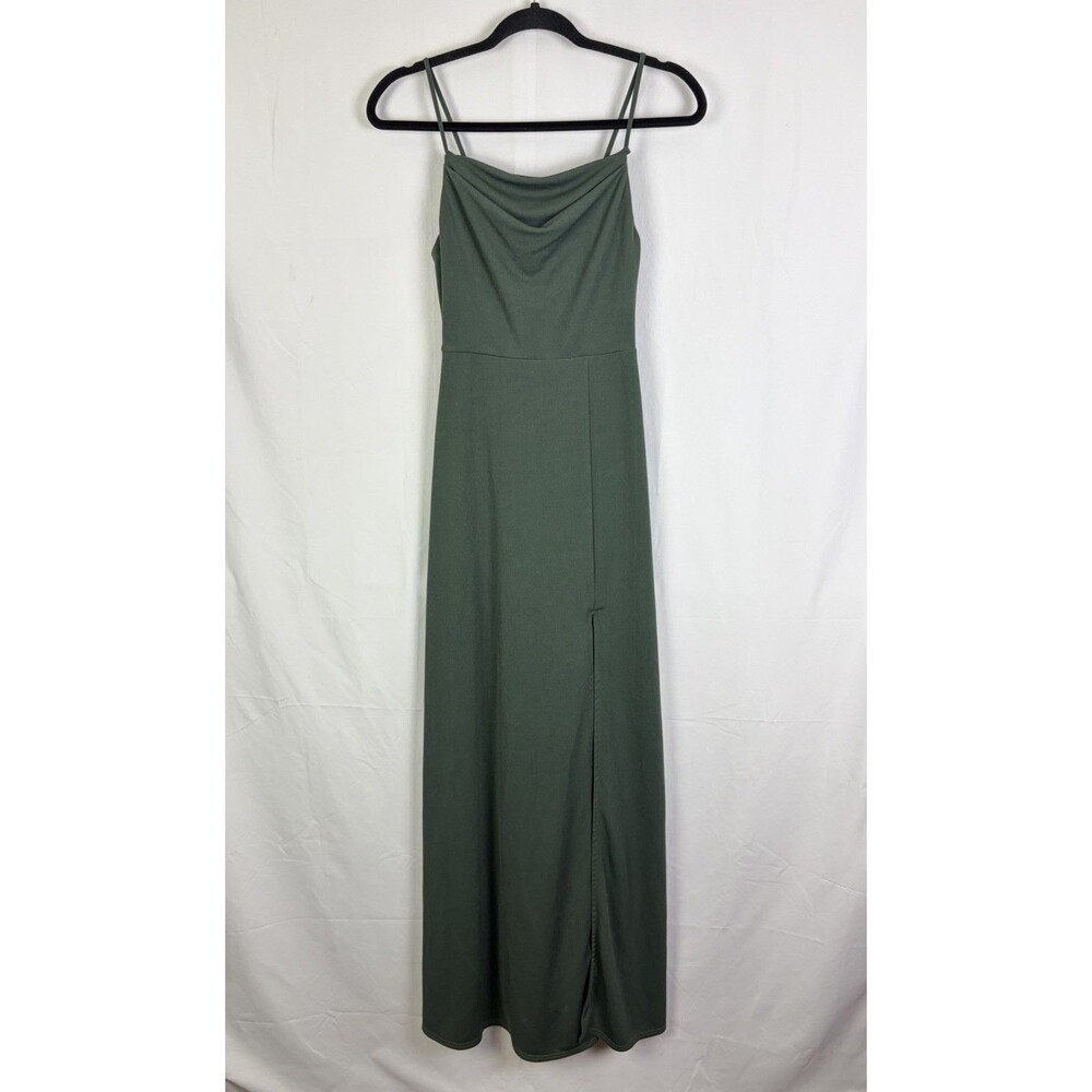 Birdy Grey Cowl Neck Column Dress Size S Spaghetti Strap Sage Bridesmaid Wedding